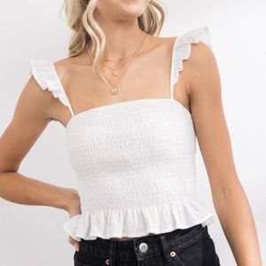 White Smocked Spaghetti Strap top💞